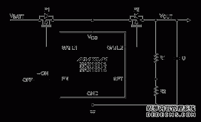Figure 8. The MAX16013 and MAX16014 provide active transient protection by monitoring the input voltages on the supply rail. When they detect a fault, they isolate the load from the fault by controlling two external p-channel FET pass switches.